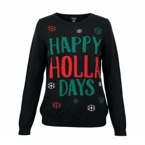 Lightweight Crewneck Black Holiday Ugly Funny Sweater - Rue 21 XL
